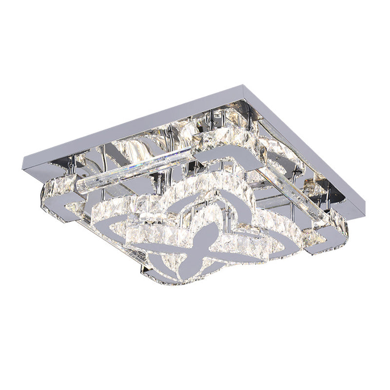 Roestvrijstalen bloemblaadjes spoelen Mount Mount Modern Crystal Living Room LED Semi Flush Mount Plafond Light