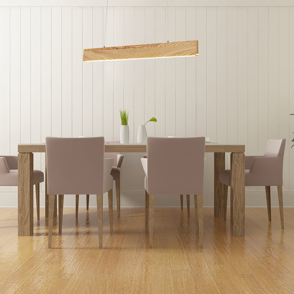 23 "/35"/47 "Luz colgante de comedor de ancho con lámpara colgante de led beige lineal en luz cálida/blanca