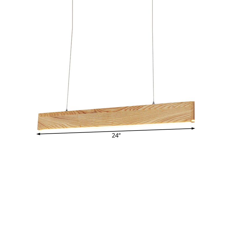 23 "/ 35" / 47 "de largeur de salle à manger Lumière avec une teinte en bois linéaire lampe suspendue à LED beige en lumière chaude / blanche