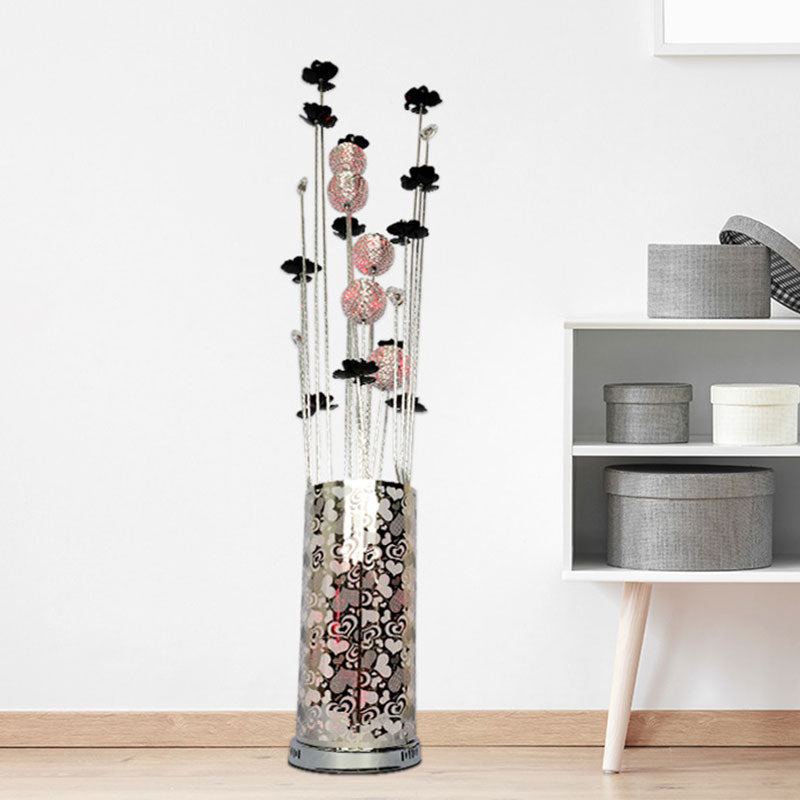 Aluminium Fil Floral Tree Plorder LAPHERHONDE CHAMBRE LED SEVOT Up Up Light in Black and Silver