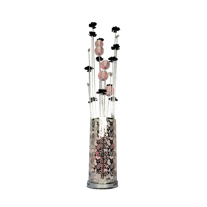 Aluminium Fil Floral Tree Plorder LAPHERHONDE CHAMBRE LED SEVOT Up Up Light in Black and Silver