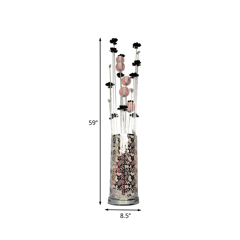 Aluminium draad bloemenboom vloer lamp magazijn led slaapkamer opstaan ​​licht in zwart en zilver