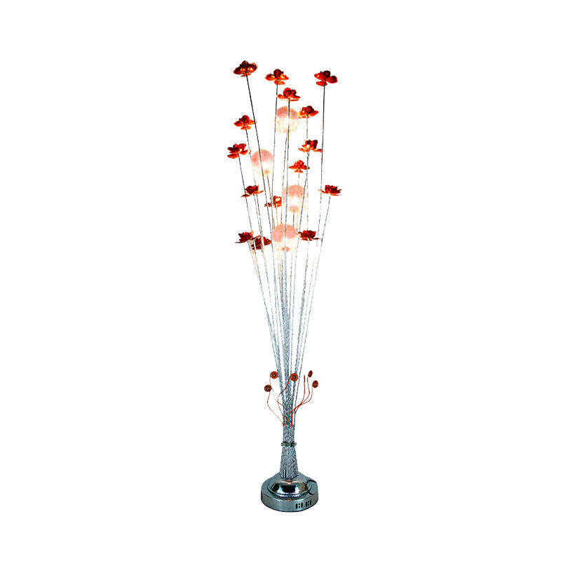 Aluminum Wire Red Floor Light Flower Farmhouse LED Standing Floor Lamp for Living Room