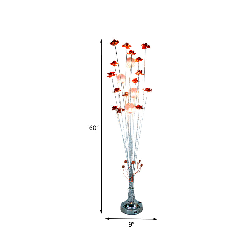 Aluminiumdraht rot Bodenlicht Blume Bauernhaus LED stehende Stehlampe für Wohnzimmer