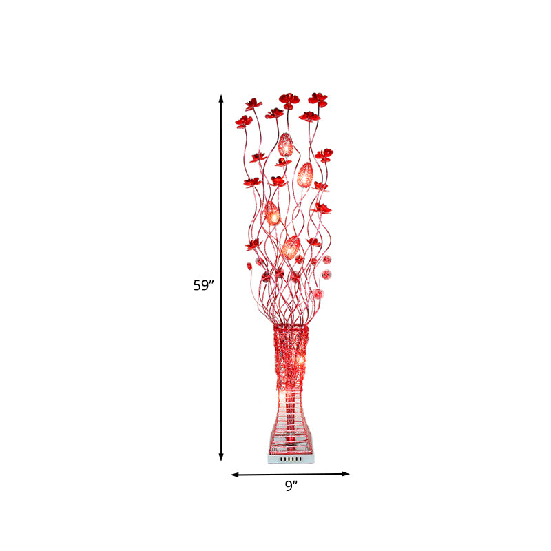 Iluminación del piso trapezoide LED decorativo lámpara de pie de pie de aluminio rojo para sala de estar