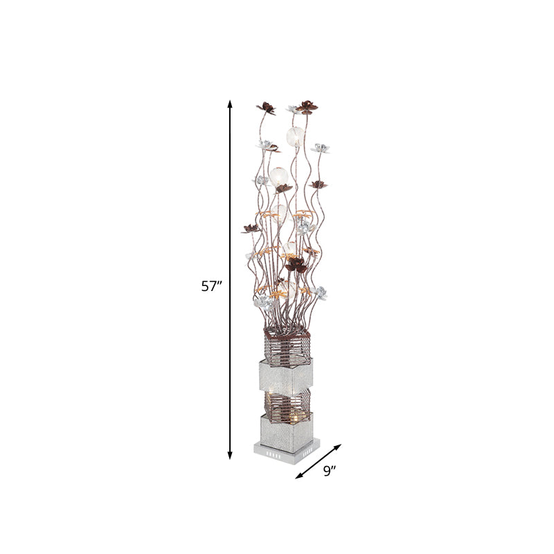 LED Cuboid Curved Stick Floor Lighting Art Decor Coffee Aluminum Bloom Standing Floor Lamp in Warm/White Light