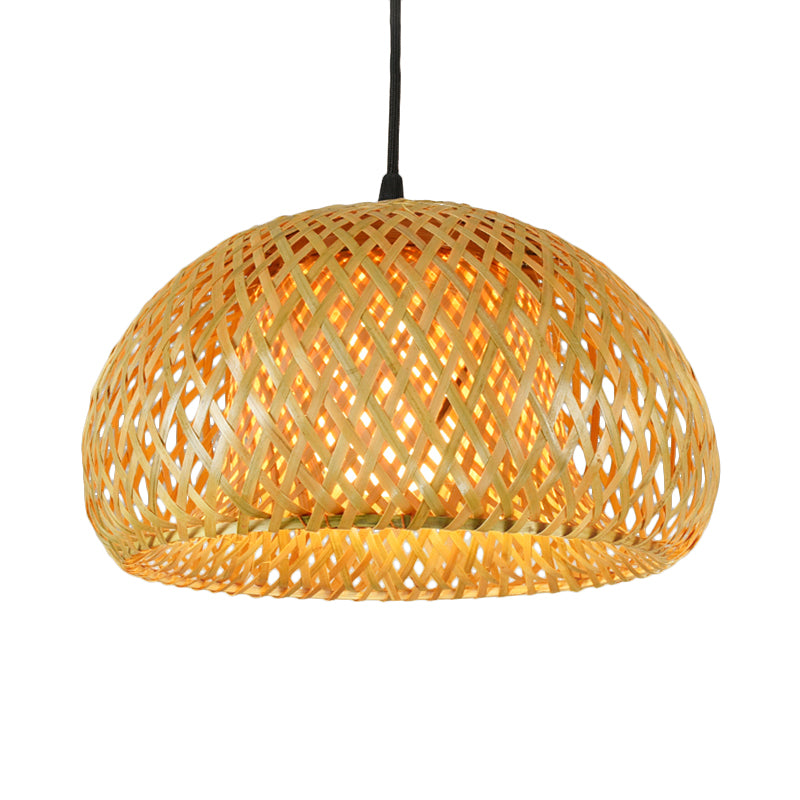 Doucker Dome Shade suspendu Pendant Bamboo Rustique 1 lampe suspendue légère pour le restaurant de la ferme