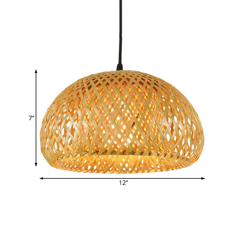 Doucker Dome Shade suspendu Pendant Bamboo Rustique 1 lampe suspendue légère pour le restaurant de la ferme