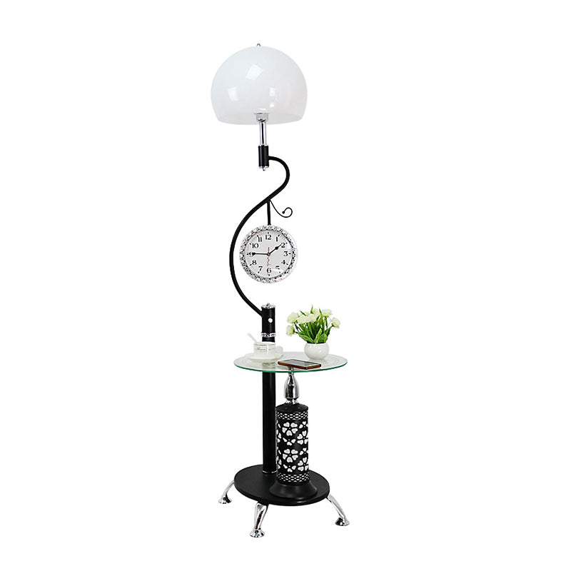 Crystal stand en cristal en forme de dôme Style rural de style 1-Light Light Floor en blanc / noir