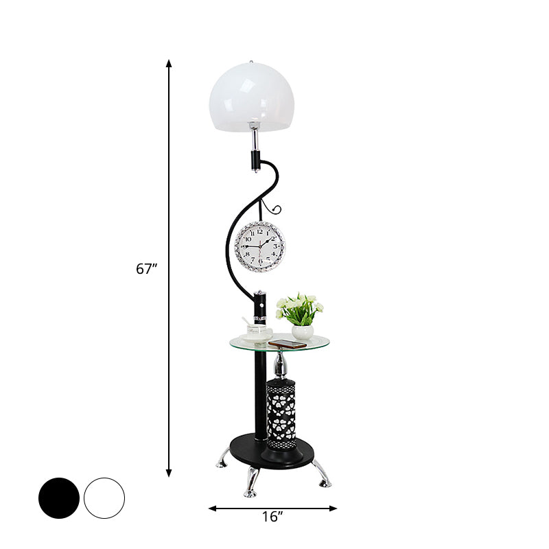 Crystal stand en cristal en forme de dôme Style rural de style 1-Light Light Floor en blanc / noir