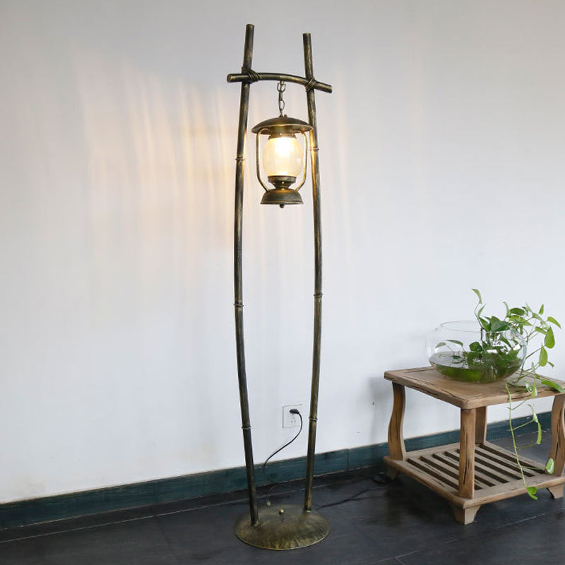 Metallic Bronze Standing Up Lamp gewapend 1-Bulb Retro leesvloer Lamp met olielicht Accent