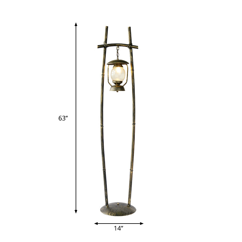 Bronzo metallico in piedi su lampada armata armata 1-bulba lampada da pavimento di lettura retrò con accento per la luce dell'olio