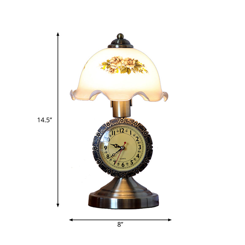 Messing 1 Glühbirnen Nachttisch Lampe ländliche Stil mit facettierten Glas Kuppel geformtes Tischlicht für Schlafzimmer