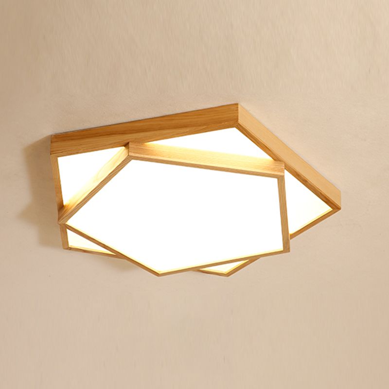 Wood Flush Light Modern Minimalist Flush Mount Light Fixtures for Living Room