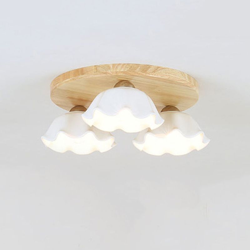 Ripples Shape Flush Mount Modern Style Ceramic 3/5/ Lights Flush Ceiling Light in White