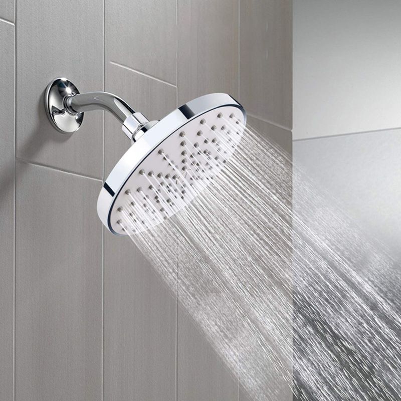 Round Fixed Shower Head Silver Single Spray Wall-Mount Shower Head