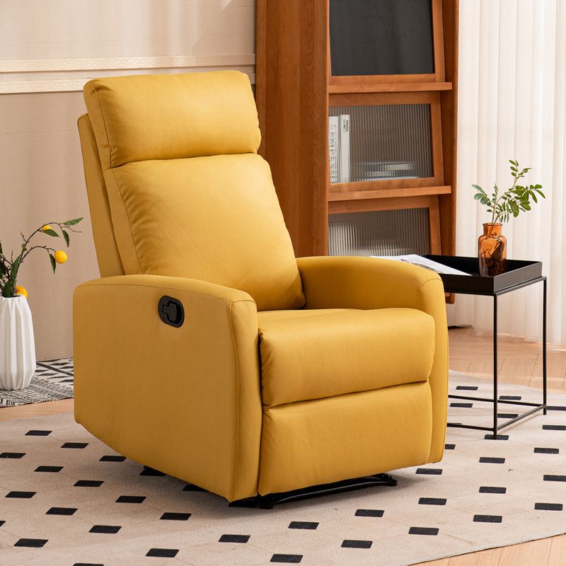 Contemporary Recliner Chair Swivel Base Metal Solid Color Manual-Push Botton