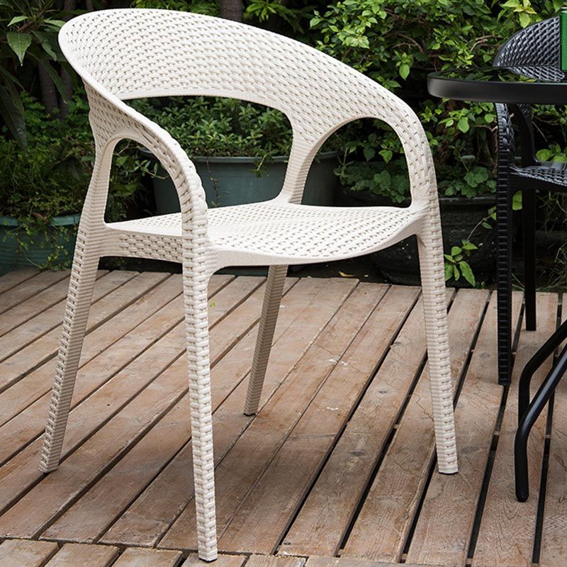 Modern Outdoor Dining Chair Open Back Plastic Dining Armchair