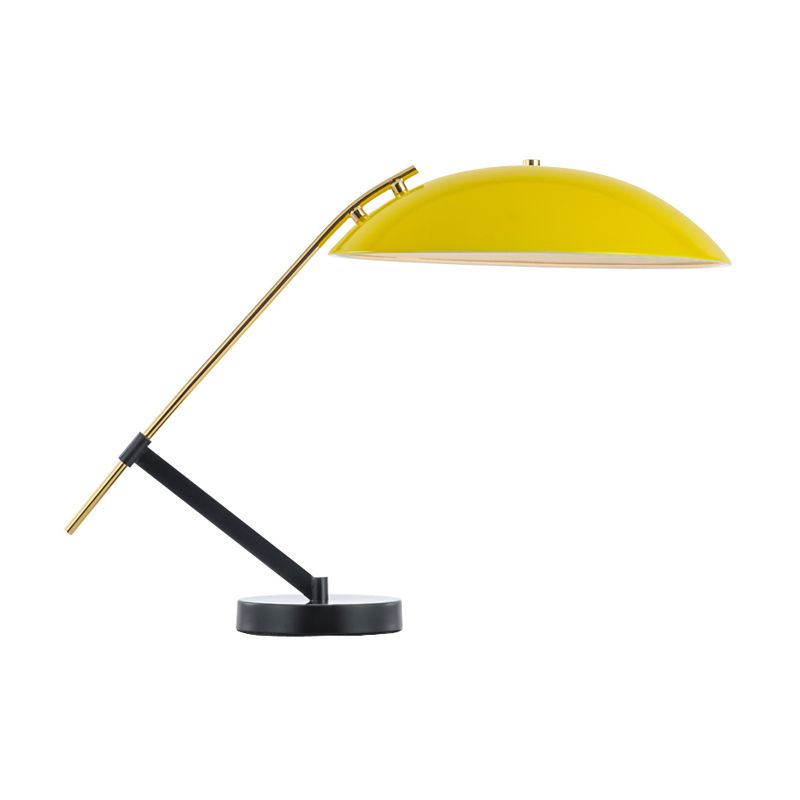 Yellow Finish Flat Dome Table Light Macaron 1 Light Metallic Reading Book Lamp with Adjustable Arm