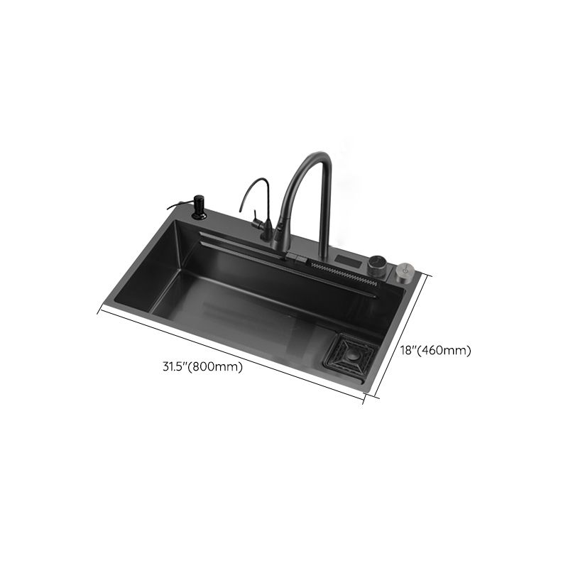 Classic Black Sink Stainless Steel Single Basin Sink with Soundproofing