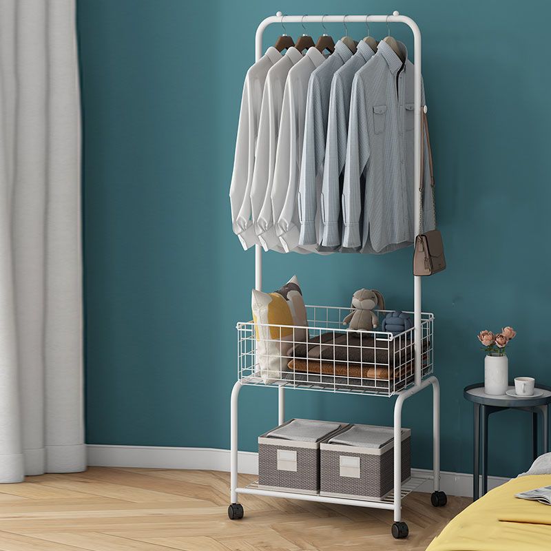 Contemporary Hall Stand Metal Storage Baskets Shelving Included Free Standing Coat Rack