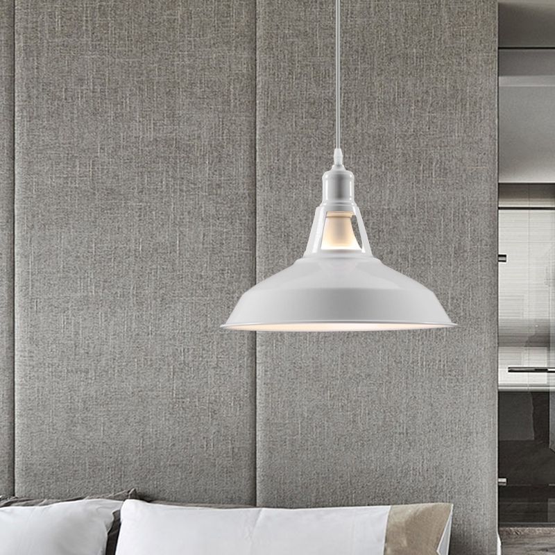 Boerderij schuurschaduw hangende lamp 10.5/12/15 inch breed 1 licht metalen hanglamp in zwart/wit voor hotel