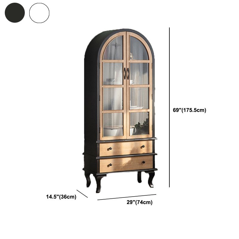 Traditional Wood Display Stand Glass Doors Display Cabinet with Door for Bedroom