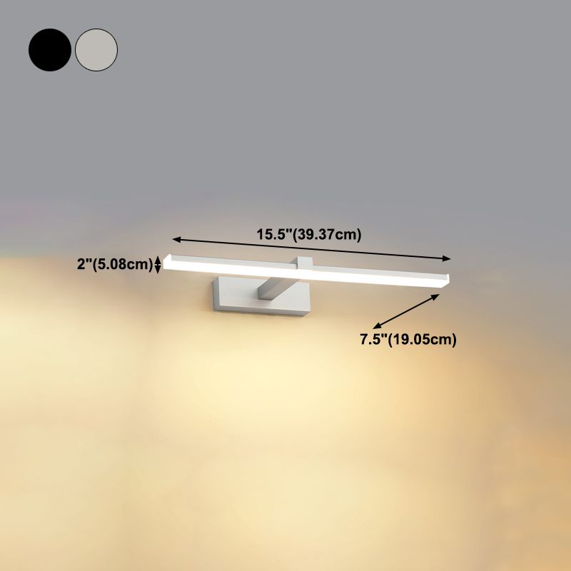 Linear Shape Modern Style Vanity Light Metal Single Light LED Mirror Light for Bathroom