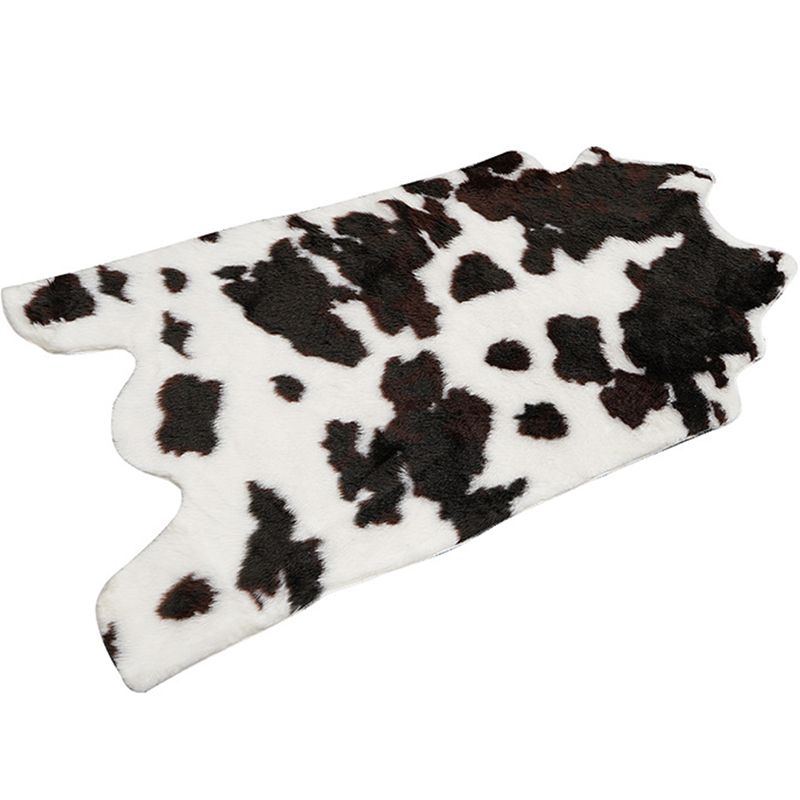 Tapis à imprimé pour peau de vache fantaisie Black-White Moderne Machine de synthétique de tapis moderne Rapis sans glissement résistant aux taches lavables pour chambre