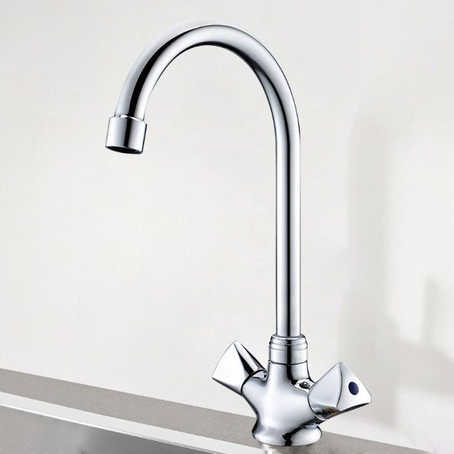 Contemporary Kitchen Faucet Double Handle High Arch Water Filler in Chrome