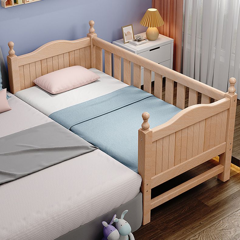 Modern Beech Wood Baby Crib with Mattress, Standard Size Nursery Crib in Light Wood