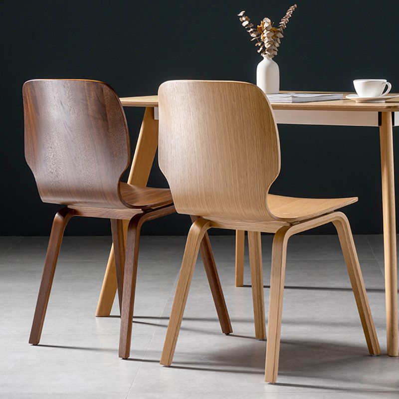 Minimalist Wood Dining Chair for Home Solid Back Armless Dining Chair