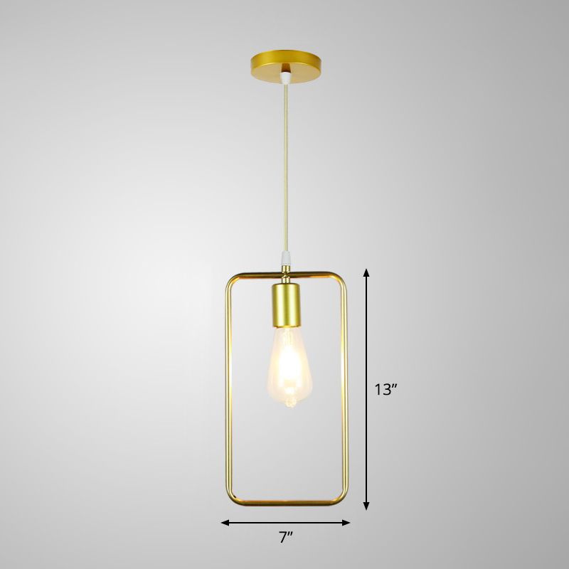 Gold Cage Frame Pendant Ceiling Light Nordic Metal 1 Bulb Dining Room Suspension Light