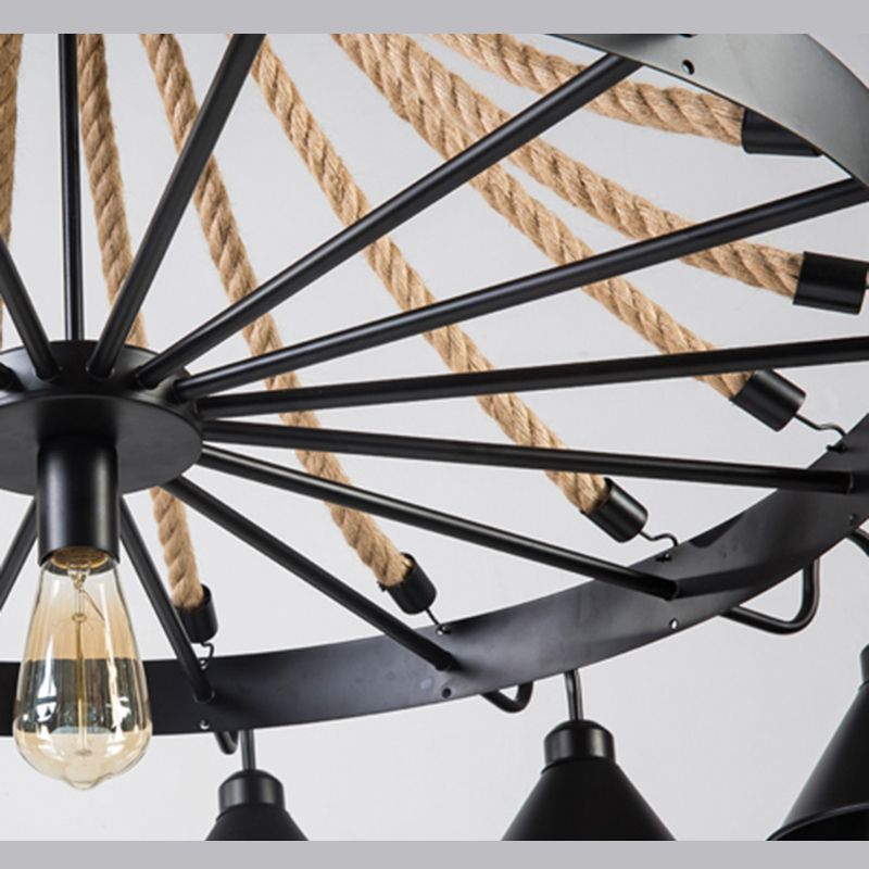 Industrial Wagon Wheel Ceiling Chandelier Pendant Metal 8 Lights Hanging Chandelier