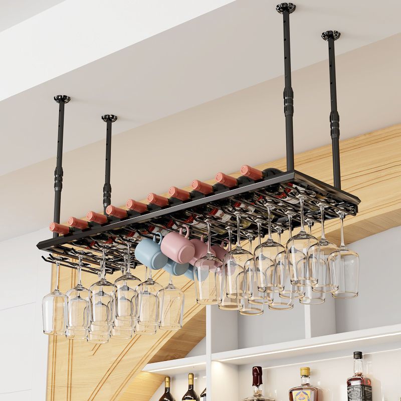 Industrial Metal Wine Bottle & Glass Rack Hanging Wine Rack Kit