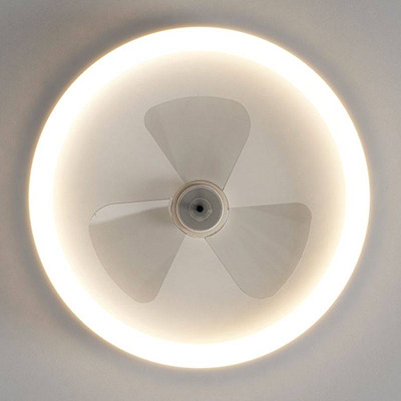 3-Blade Contemporary Ceiling Fan White LED Fan with Light for Room