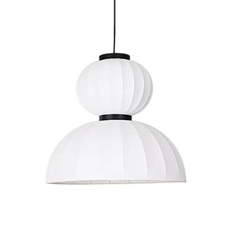 Dome Living Room Hanging Light Fixture Fabric Nordic Style Hanging Light Kit in White