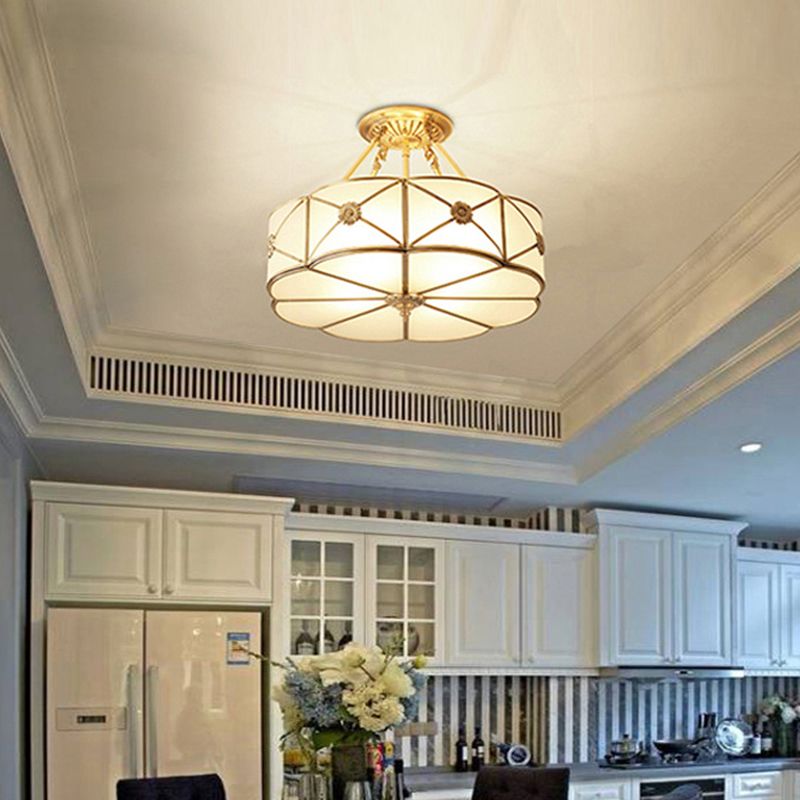 Flower Dining Room Ceiling Light Vintage Frosted White Glass Gold Chandelier Pendant