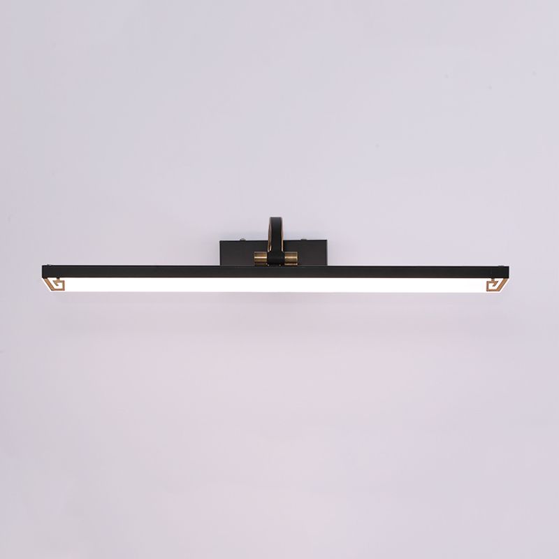 Linear Shape Metal Mirror Wall Light Modern 1 Light Mirror Wall Light Sconces in Black