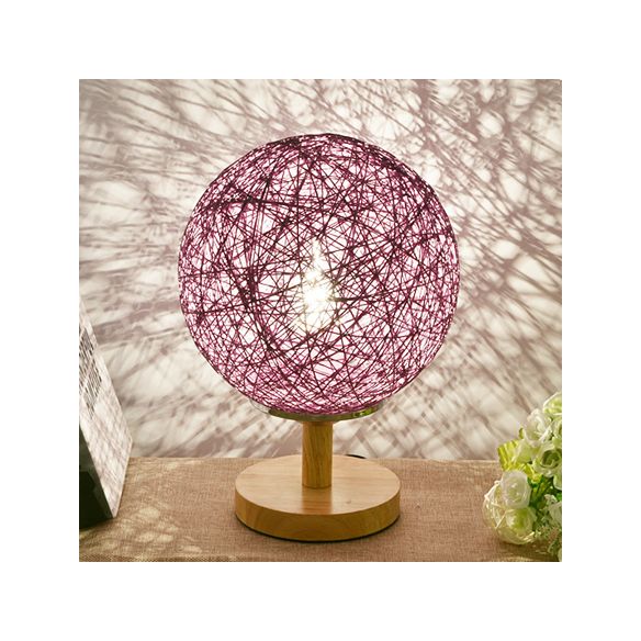 Rattan handgewebte Tischlampe zeitgemäß 6 "/7" W 1 Glühbirnen weiß/rotes Tischlicht mit globaler Schatten und Holzbasis