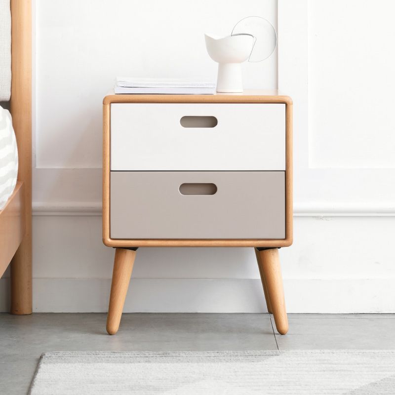 Modern & Contemporary Bedside Table for Nursery Solid Wood Nightstand Kids