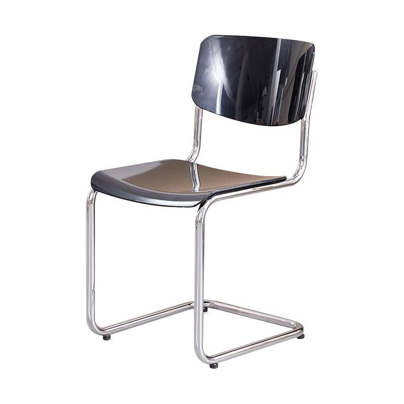 Modern Dining Room Open Back Silver Leg Armless Dining Chair