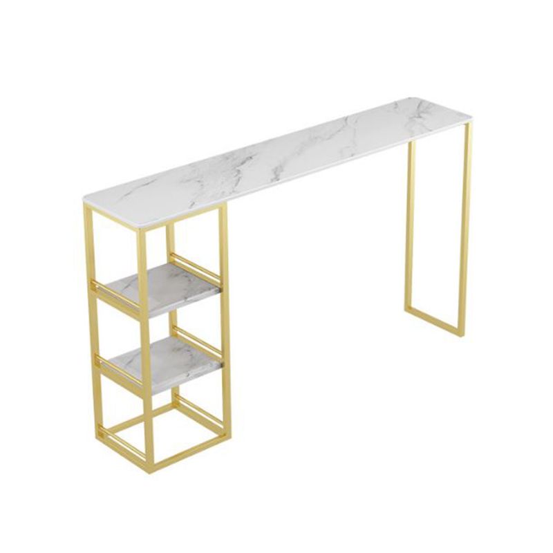 Glam Faux Marble Bar Table Rectangle Bar Dining Table for Cafe And Breakroom