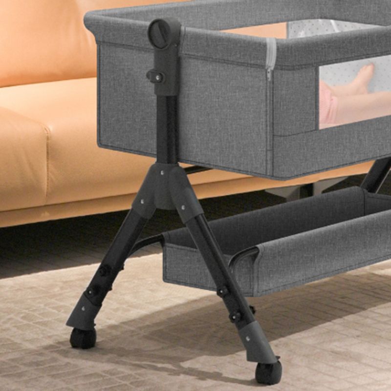 Metal Rectangle Bedside Crib Gliding and Folding Crib Cradle for Baby