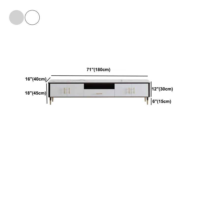 Glam Style TV Stand Stone Open Storage TV Console with Cabinet
