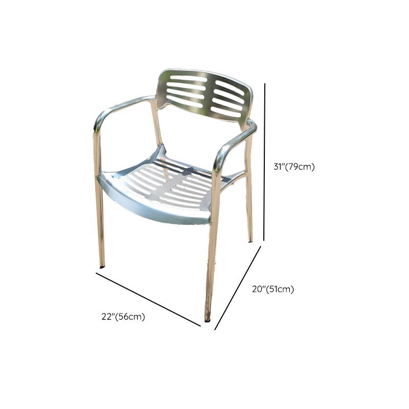 Modern Armchair Metal Stacking Outdoors Dining Chairs with Arm