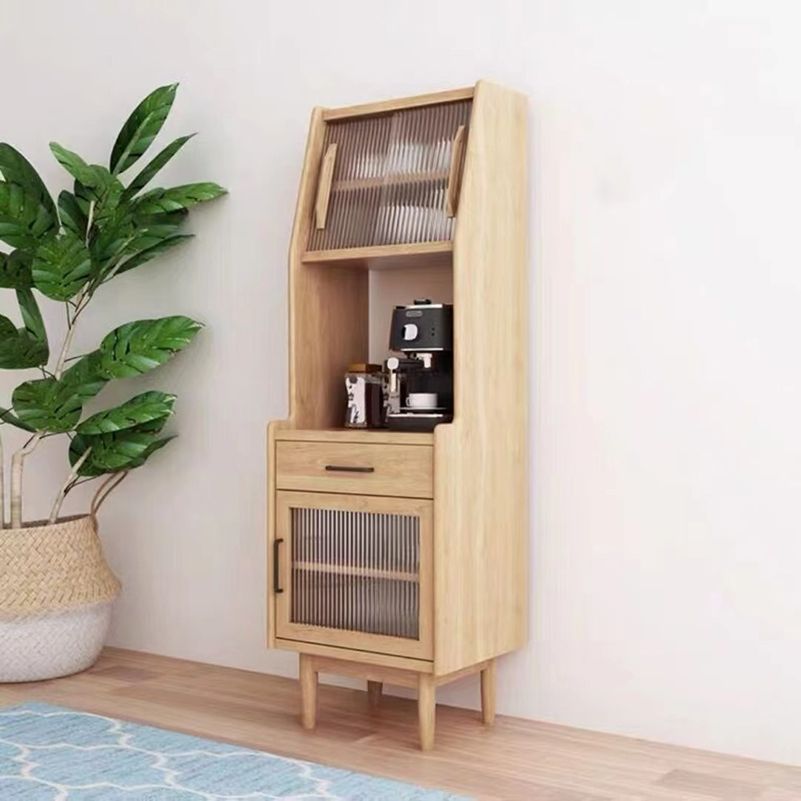 Modern Dining Hutch Pine Display Cabinet with Doors for Dining Room