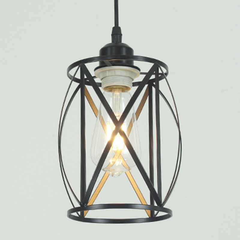 Iron Wire Cage Pendant Lighting Industrial 1-Light Hanging Lamp Fixture for Bar