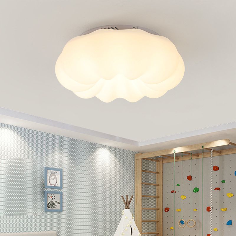 Modern Metal Flush Mount Cloud Shape Ceiling Light with Plastic Shade for Living Room