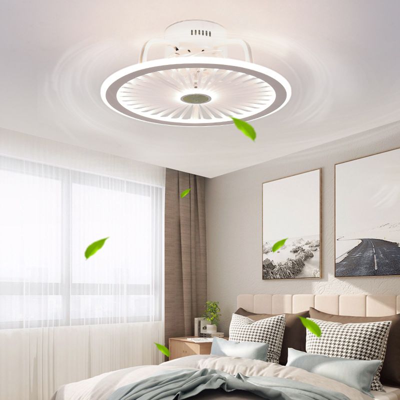 Acrylic White LED Ceiling Fans in Modern Concise Style Iron Circular Ceiling Fixture for Bedroom